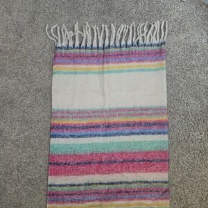 Free People Skye Stripe Fringe Throw Blanket - Pastel Boho Dream